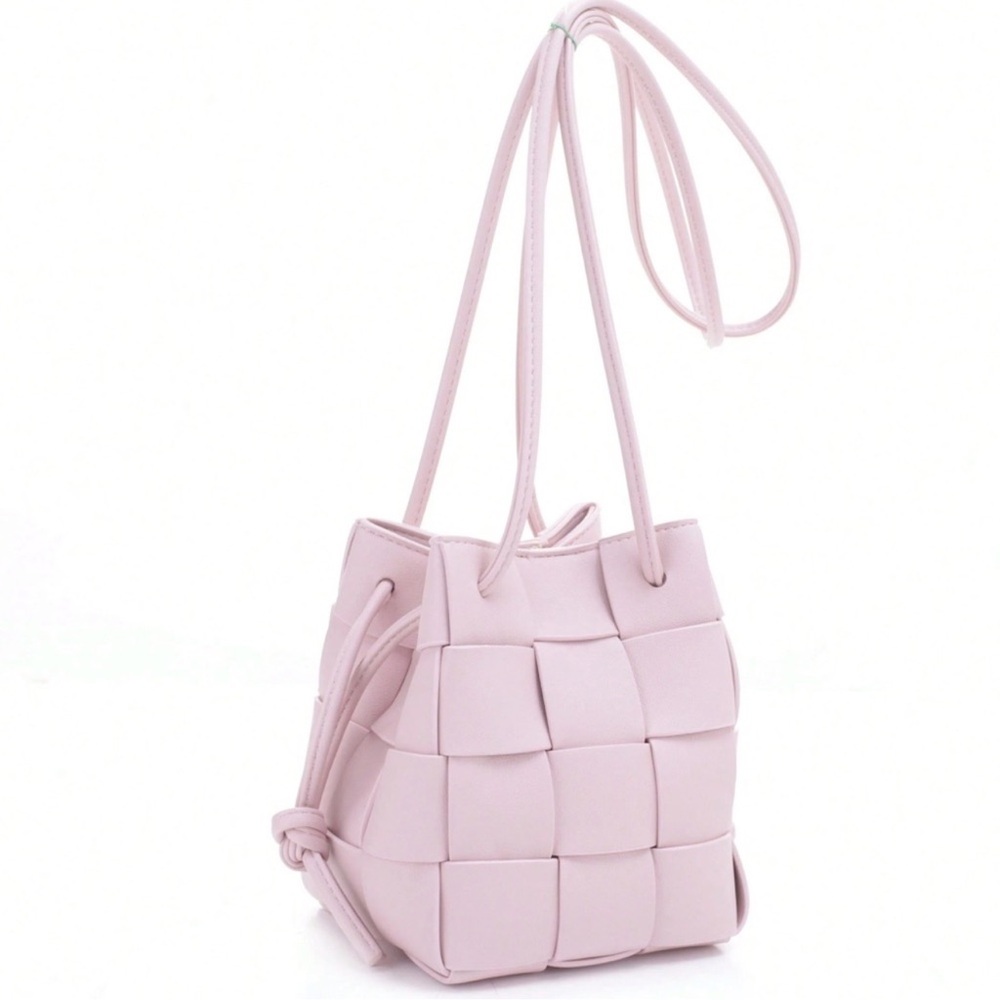 Luxe Vegan Leather Woven Adjustable Straps Snap Button Closure Crossbody